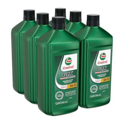 Castrol GTX High Mileage 5W-30 Synthetic Blend Motor Oil, 1 Qt, Pack of 6 - size: 1 Quart, Pack of 6