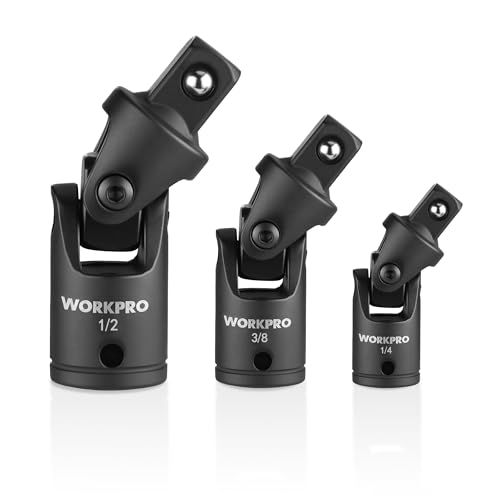 WORKPRO Universal Joint Socket Adapter Set, 3-Piece, 1/4", 3/8", 1/2" Drive