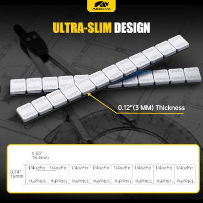 MIKKUPPA 1/4oz Adhesive Stick on Wheel Weights, Chrome 0.25oz, 60oz/Box - color: Chrome, size: 240 PCS