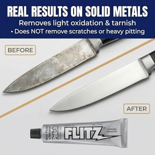 Flitz Metal Polish Paste - 5.29oz USA-Made Polish for Solid Chrome, Stainless Steel, & Aluminum - Non-Abrasive for Light Oxidation - Requires Manual Buffing - Not for Plated/Coated Surfaces (3 Pack) - size: 5.29 Ounce (Pack of 3)