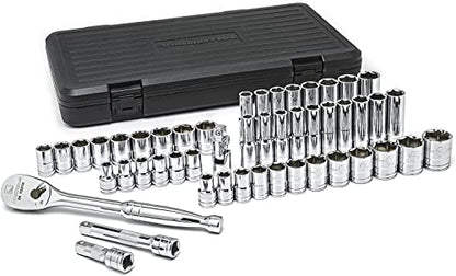 GEARWRENCH 49 Piece 1/2" Drive SAE/Metric Mechanics Tool Set | 80700D - style: 49 piece - 6 point