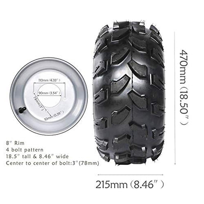 18X9.5-8 Tubeless Tire With 8 inch Wheels Rims for ATV Go Kart Pit Dirt Bike