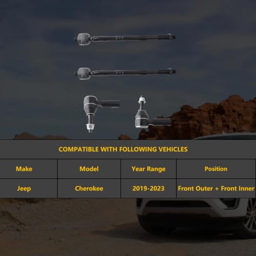 Front Outer Inner Tie Rod End Kit 4pc for Jeep Cherokee 2019-2023 - size: ES801510 ES801511 EV801522