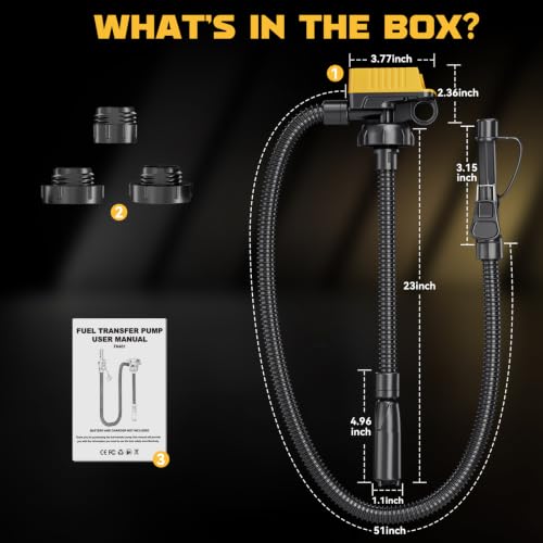 Cordless Fuel Transfer Pump Compatible with DeWalt 20V & Milwaukee 18V - color: Black