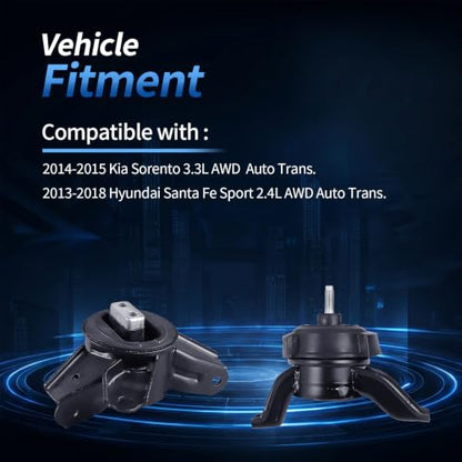 Engine Motor Mount fit for 2013-2018 Hyundai Santa Fe Sport 2.4L - size: 2013-2018 Santa Fe Sport 2.4L