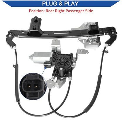 Obaee 748-229 Rear Right Passenger Side Power Window Lift Regulator with Motor Compatible with Chevrolet Tahoe GMC Yukon Cadillac Escalade 2000-2006 - size: Rear Right Passenger Side