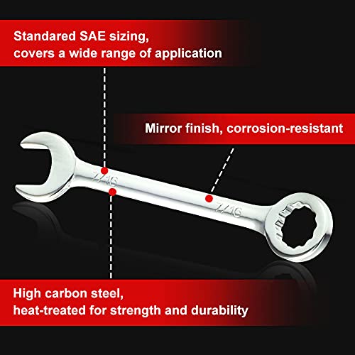 SPEEDWOX Mini SAE Wrench Set, 10-Piece, Open/Box End, Made of High Carbon Steel, Heat Treated for Strength and Durability - size: Combination SAE 10-Piece