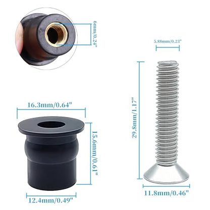 24 Pairs M6 Neoprene Rubber Well Nuts for Kayak with Brass Inserts - size: 24 Pairs M6 Neoprene Well Nuts