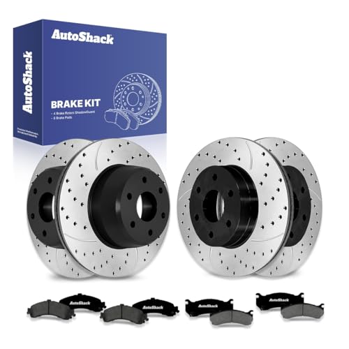 AutoShack Front & Rear E-Coated Rotors & Premium Pads for Chevy Tahoe 2006 - style: ShadowGuard & Premium Pad