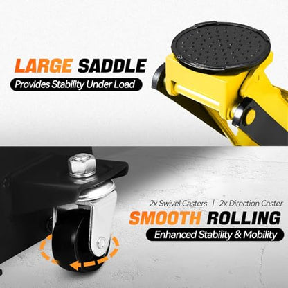 Auto Dynasty 4Ton Low Profile Floor Jack, Heavy Duty w/Dual Pistons, Yellow - color: Yellow, size: 4T Dual Pump