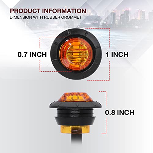 TMH 3/4 Inch Mount 10 pcs Amber + 10 pcs Red LED Clearance Bullet Side LED Marker Lights for Trailer Truck RV Car Bus Van (Pack of 20) - color: 10pcs Amber + 10pcs Red
