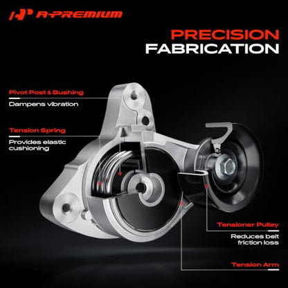 A-Premium Belt Tensioner Assembly with Pulley Compatible with Ford, Lincoln