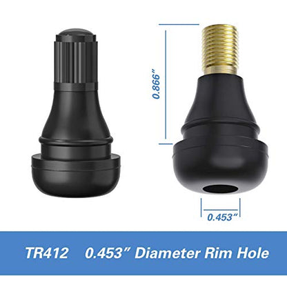 CKAuto TR412 Tubeless Rubber Snap-in Tire Valve Stems, Black, 5 Pcs/Bag - size: TR412