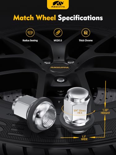 MIKKUPPA M12x1.5 Lug Nuts 20PCS, Replacement for Honda OEM Factory Wheels - color: Chrome, size: M12x1.25 (Radius Seat)