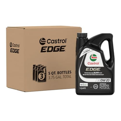 Castrol EDGE 0W-20 Advanced Full Synthetic Motor Oil, 5 Quarts, Pack of 3 - size: 5 Quarts, Pack of 3