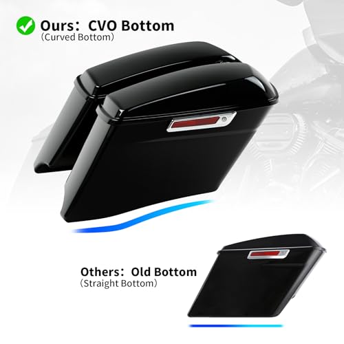 TCMT 4" Stretched Extended Hard Saddlebags Fit For Harley 2014-2024 Touring CVO Road King Road Glide Street Glide Electra Glide Ultra Limited - color: Chrome Latches, size: 4" Stretched