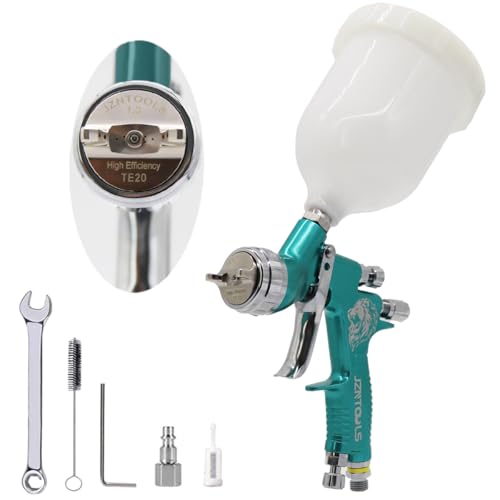 TE20 HVLP Air Spray Gun 1.3mm Nozzles, Car Paint Gun Sprayer,Forged Body, Anodised Finish，Paint Gun for Varnish and Top Coat, with Paint Sprayer Accessories (Blue) - style: Blue