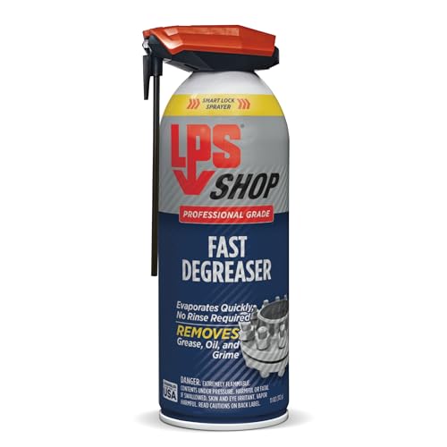 LPS Shop Fast Degreaser, Removes Grease, Oil & Grime, Fast-Acting Solvent for Degreasing Parts and Equipments, Evaporates Quickly, No Rinse Necessary