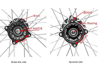 70/100-17 Front + 90/100-14 Rear Wheels Tires and Rim Inner Tube With 15mm Bearing Assembly for Dirt Pit Bikes
