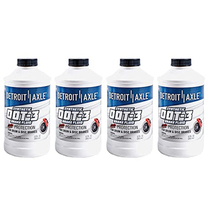 Detroit Axle - 12oz Synthetic Dot-3 Brake Fluid 355ml - size: 4pc 12oz Brake Fluid