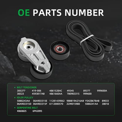 Serpentine Belt Tensioner idler Pulley Kit #38323 89377 38018 - size: for Magnum/Charger 2006-2010