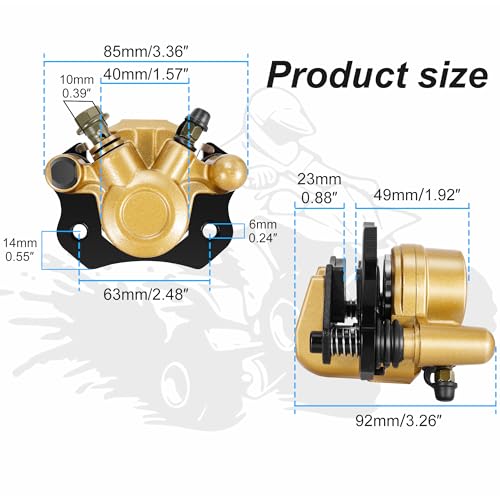 RUTU Rear Brake Caliper Go Kart Brake Kit with Brake Pads - color: Gold, size: Right exhaust screw