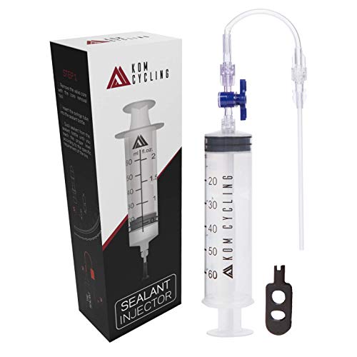 KOM Cycling Tubeless Sealant Injector Syringe and Presta Valve Core Removal Tool by Designed for Stans No Tubes sealant and Other sealants … - color: Blue with Plastic Tool