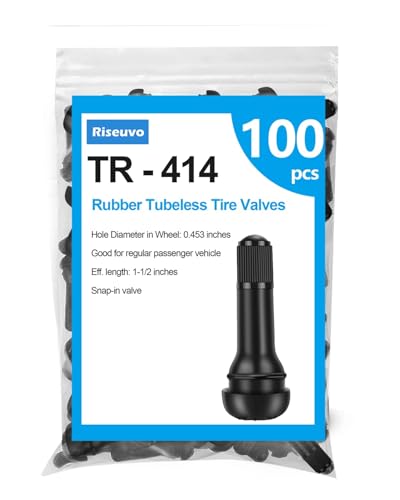 Riseuvo TR414 Tubeless Rubber Snap-in Tire Valve Stems, 100Pcs