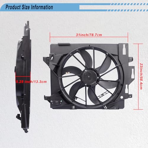 Radiator Cooling Fan Compatible with 08-15 Town & Country, 5058674AA - size: 2008-2020 Dodge Grand Caravan