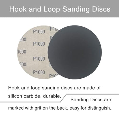 6 Inch 50 Pcs Wet Dry Hook and Loop Sanding Discs, No Hole, 1000 Grit - style: Grit 1000