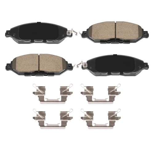 D1649 Front Ceramic Brake Pads w/Hardware Kit Fit For Nissan Pathfinder 2013-2020, Nissan Murano 2015-2023, INFINITI JX35 2013, INFINITI QX60 2014-2020 - style: HZ1649