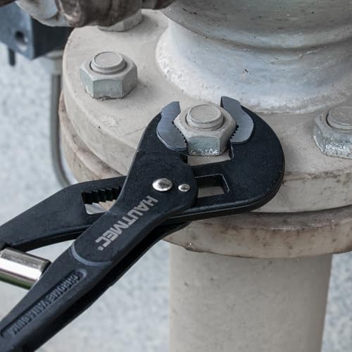HAUTMEC 10-Inch Water Pump Pliers, Auto Adjusting Tongue and Groove Joint Pliers, One-Hand Spring-Loaded Design, CRV Steel V-Jaw with Comfort Grip, for Plumbing, Home Repair and Pipe Fittings, HT0088 - style: HT0088