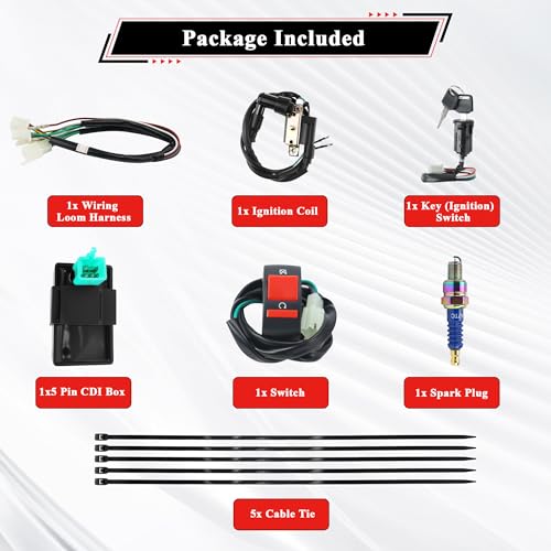 Rebuild Kick Start Dirt Pit Bike Wire Harness Wiring Loom Kit - color: Purple A7TC Spark Plug