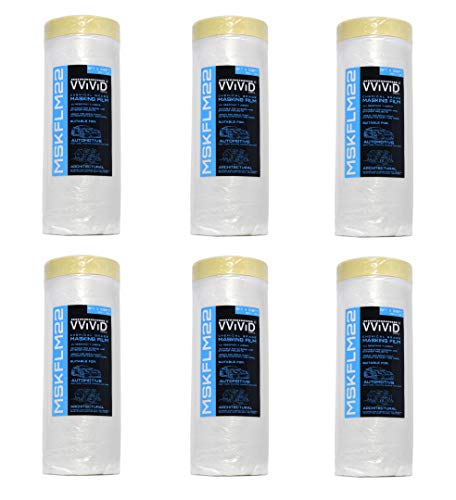 VViViD Chemical Grade Heavy-Duty Self-Adhesive Tape and Drape Masking Film Plastic Drop Cloth (6-Piece Pack (60x 108ft)) - size: 6 Pack (60" x 108ft)