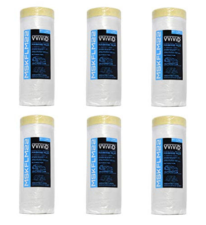 VViViD Chemical Grade Heavy-Duty Self-Adhesive Tape and Drape Masking Film Plastic Drop Cloth (6-Piece Pack (60x 108ft)) - size: 6 Pack (60" x 108ft)