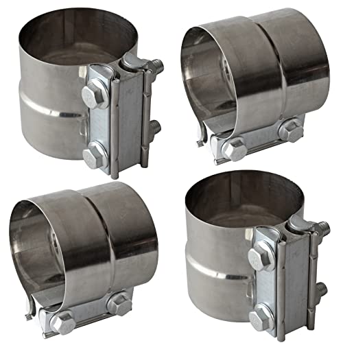Exhaust Band Clamp 2.5 Inch Joint Exhaust Pipe Muffler Clamp Band 304 Stainless Steel(4 Pack 2.5" Lap Joint Exhaust Clamp) - size: 2.5IN 4PCS Lap Joint Clamps