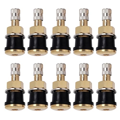 10 Piece TR501 Brass Valve Stems for Commercial Vehicles. Fits 0.748" Valve Hole Dia, Length 1.65'', Brass Colour - size: TR501 10pcs