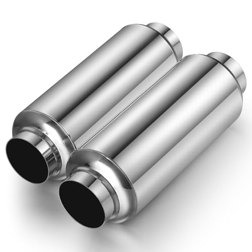 2PCS 2.5" Inlet Exhaust Resonator, 2.5" Outlet 11.5" Overall Length Stainless Steel Performance Muffler, Straight Through Design, Weld-On, Universal for Car Truck, Polished - color: Black, size: 2.5" inlet 11.5" Overall Length(4" wide)-2PCS