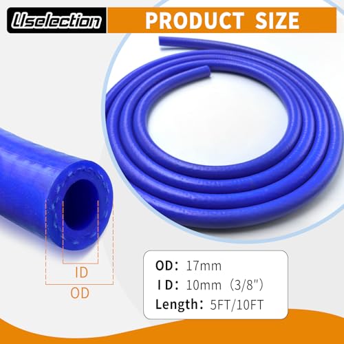 3/8" ID-5Ft(ID 10mm) Heater Hose Enhanced Double Reinforcement - color: All Blue, size: 3/8" ID-5Ft(ID 10mm)