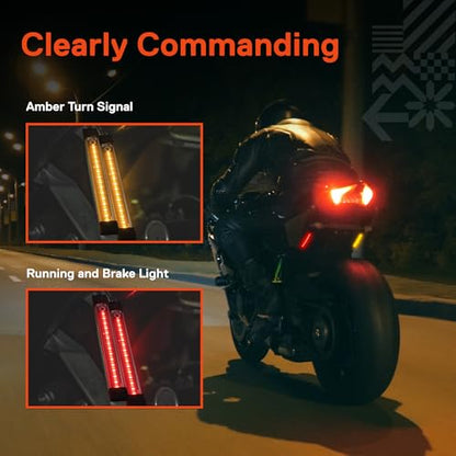 TRUE MODS 2pc 5 Inch Rear LED Motorcycle Brake Turn Signal Tail Light Strip - size: 2pc 5", style: Tail Light w/ Amber Turn