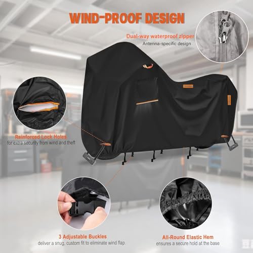 Saking 420D Motorcycle Cover 109" for Touring Model Harley Davidson CVO