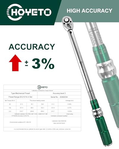 1/2" Drive 1Pc Click Torque Wrench Set, 14.75-154.8 ft.lb / 20-210Nm - size: 1/2″ 1PC
