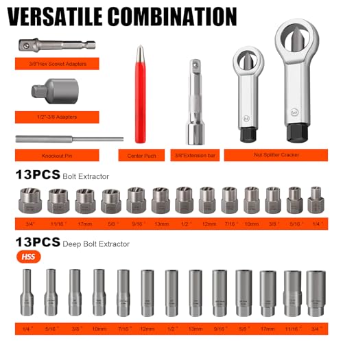 72Pcs Bolt Extractor Kit,Left Hand Drill Bit,Easy Out Screw Bolt Extractor - size: 72PCS