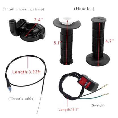Yourkar Twist Throttle Accelerator Handle Grips, Throttle Cable Kit for 50cc 90cc 110cc 125cc, Twist Throttle Accelerator Handle Grips and Cable Set, Motorcycle Accessories