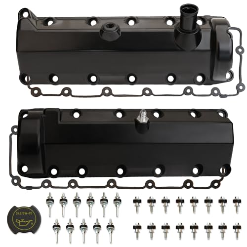 MITZONE Aluminum Engine Valve Cover Set Compatible with 1997-2004 Ford E-150 E-250 E-350 Expedition 5.4L V8 SOHC - size: Right Side & Left Side