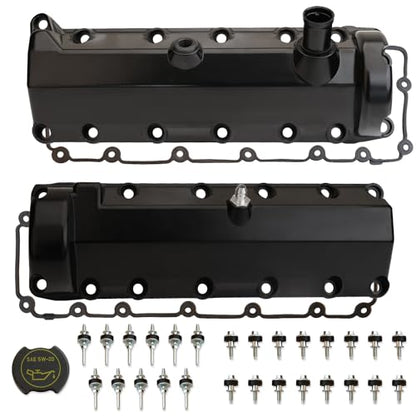MITZONE Aluminum Engine Valve Cover Set Compatible with 1997-2004 Ford E-150 E-250 E-350 Expedition 5.4L V8 SOHC - size: Right Side & Left Side