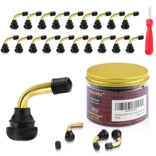 Tire Valve Stems PVR70 (20 Pcs), 90 Degree Motorcycle Valve Stem, Snap-in Valve Stems Compatible with Yamaha Honda Kawasaki Suzuki Triumph Harley, Valve Stem for Motorcycle, ATV, Scooter - color: PVR70 90 degree 20 Pcs