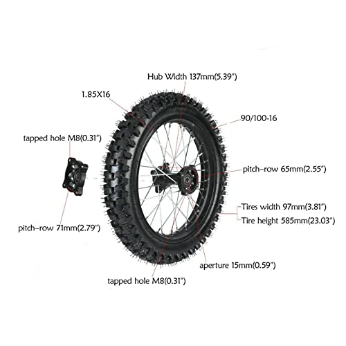 Front 70/100-19 + Rear 90/100-16 Tire Rim Wheel for Dirt Pit Bike CRF100 TTR125