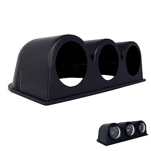 Black Universal 2" 52mm Triple 3 Hole Dash Gauge Console Dashboard Pod Holder - size: SHORT