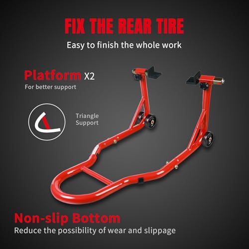Motorcycle Stand Lift, Universal Paddock Lift Stand, 1100lbs Front Rear Combo Stand Lift Stand, Rear U+L Fork Swingarm Spool Stand 2-Pack - color: Red-2 Packs